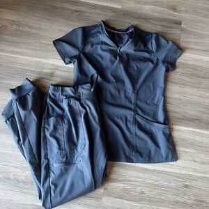 Gray Scrub Top and Pants Set